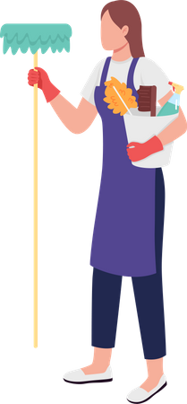 Female Caucasian cleaner  Illustration