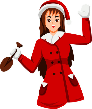 Female Celebrate Christmas  Illustration