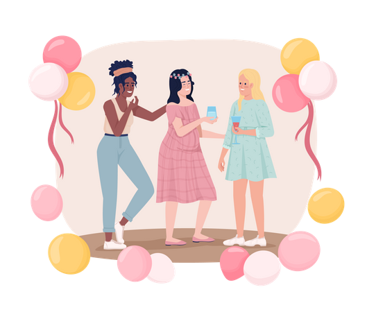 Female Celebrating at baby shower  Illustration