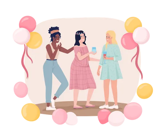 Female Celebrating at baby shower  Illustration