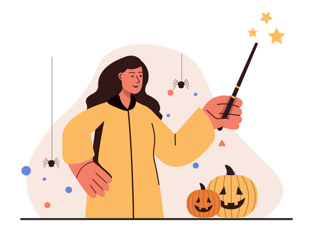 Female celebrating halloween Illustration