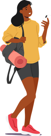 Female character carry yoga mat  Illustration