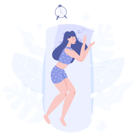Female Character Sleeping  Illustration