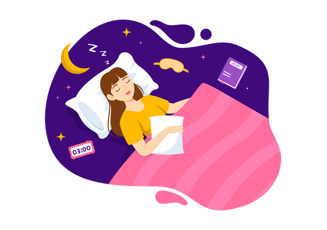 Female Character Sleeping  Illustration