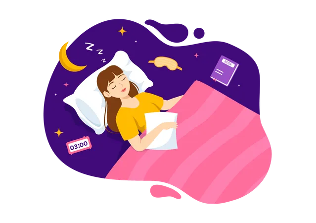 Sleep Vector Illustration With Happy Young Person Is Fast Asleep And Having A Sweet Dream In Healthcare Hand Drawn Background Night Templates Illustration