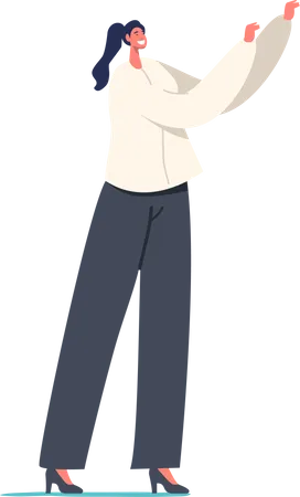 Female character standing while raising hands Illustration