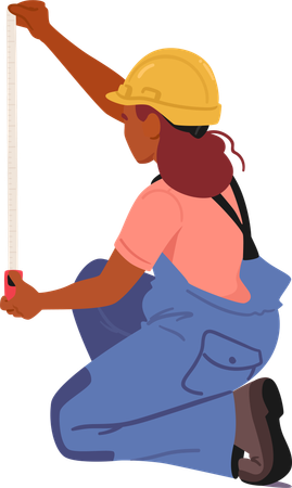 Female Character Taking Measurements Or Inspections Using Tool  Illustration