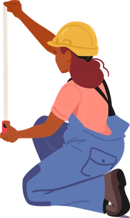 Female Character Taking Measurements Or Inspections Using Tool  Illustration