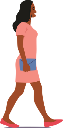 Female Character Walking  Illustration
