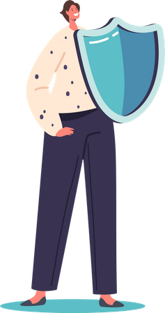 Female character with safety shield  Illustration