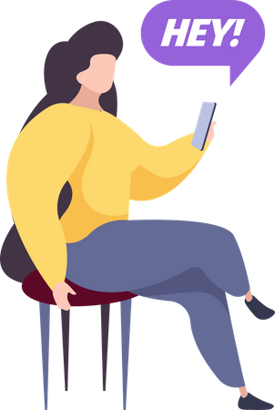 Female Chat On Social Media  Illustration