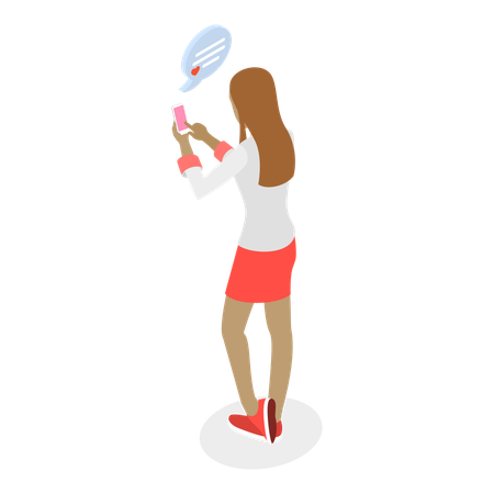 Female chatting on mobile  Illustration