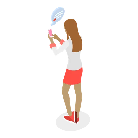 Female chatting on mobile  Illustration