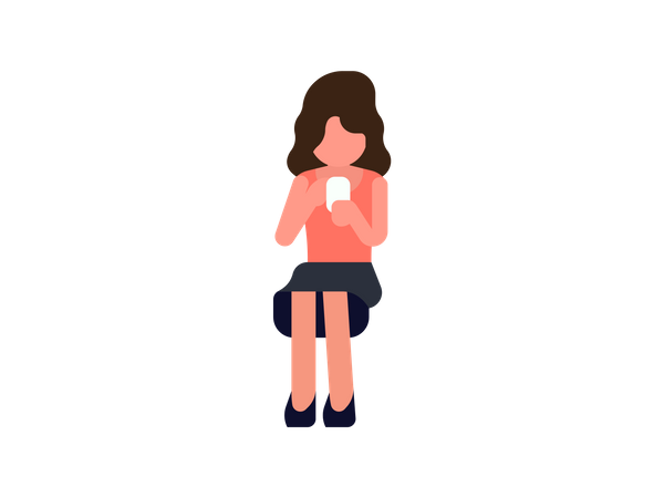 Female chatting on mobile  Illustration