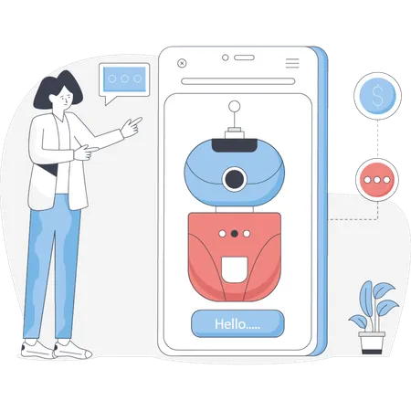 Female chatting with chatbot  Illustration