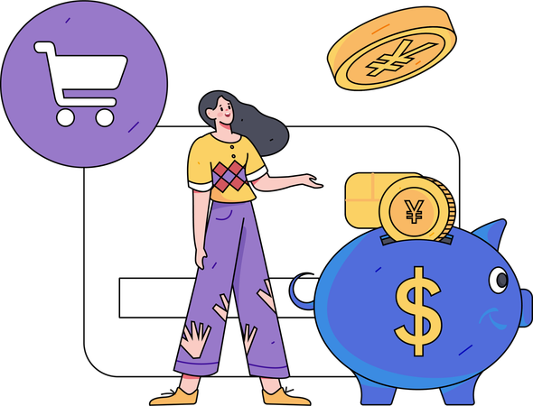 Female Check Card payment receipt  Illustration