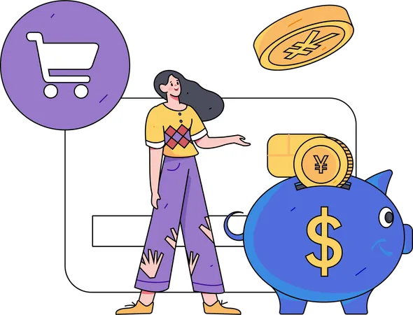 Female Check Card payment receipt  Illustration