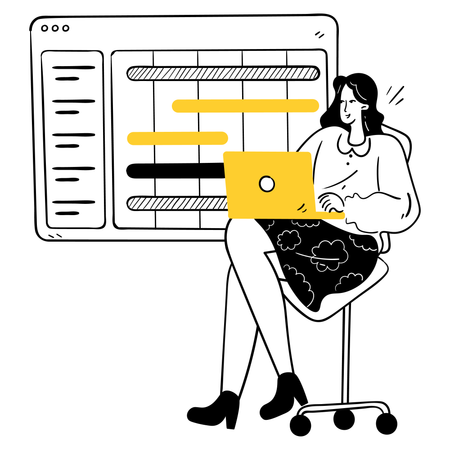 Female Check Progress Tracking  Illustration