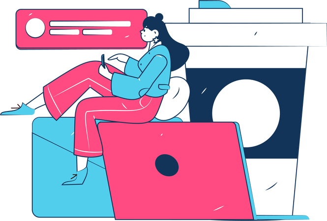 Female check task mail  Illustration