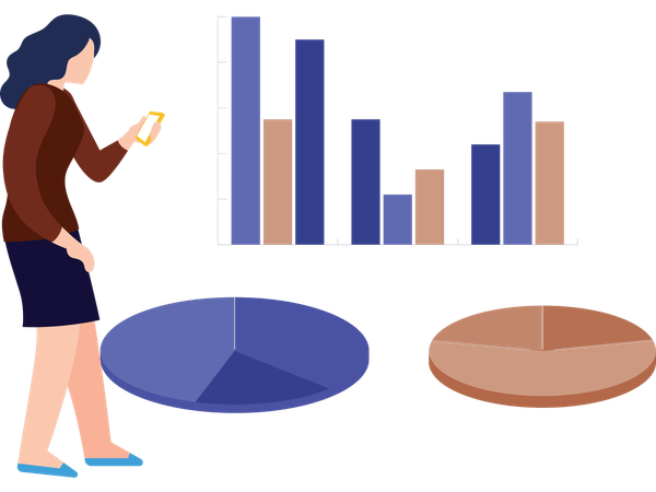 Female checking business graph  Illustration