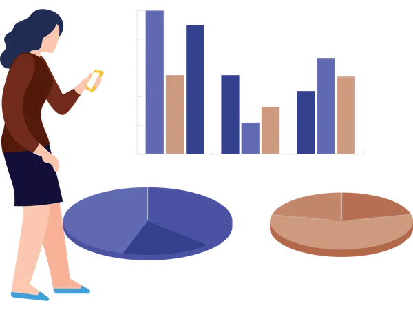 Female checking business graph  Illustration