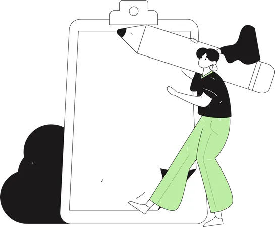 Female checking checklist  Illustration