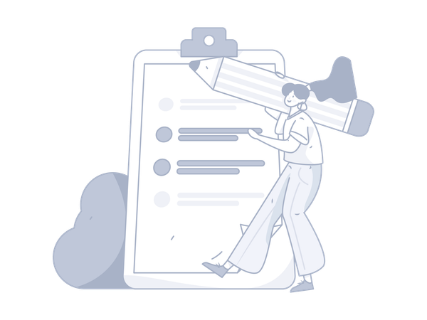 Female checking checklist  Illustration
