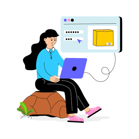 Female Checking Delivery Data  Illustration