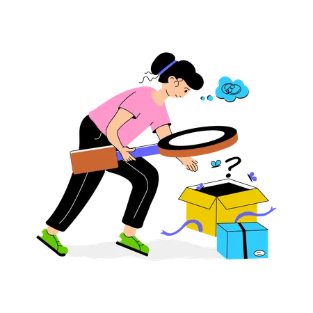 Female Checking Empty Parcel  Illustration