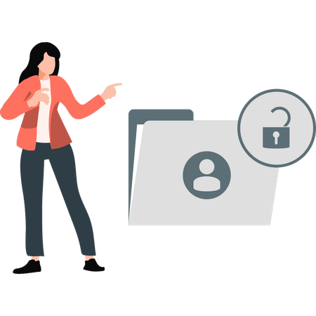 Female checking mobile profile security  Illustration