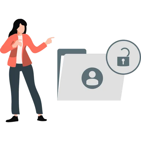 Female checking mobile profile security  Illustration