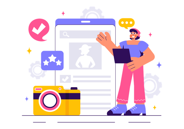Female Checking Model Portfolio  Illustration