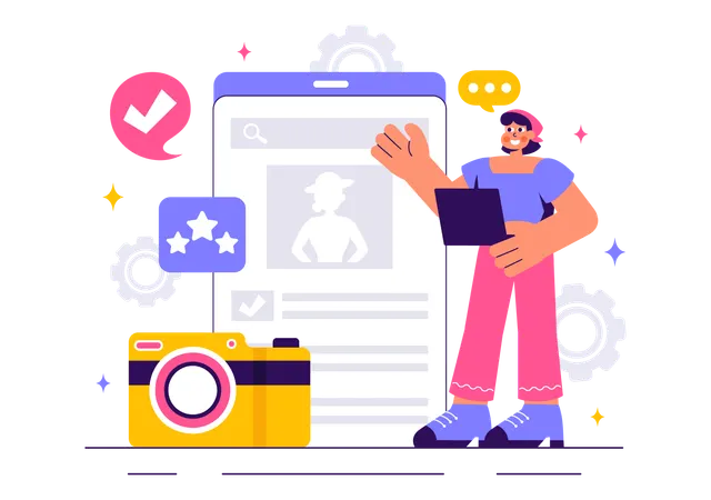 Female Checking Model Portfolio  Illustration