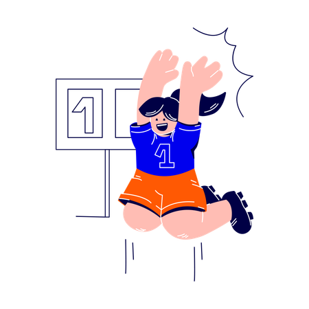 Female cheerleader jumps out of joy  Illustration