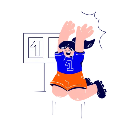 Female cheerleader jumps out of joy  Illustration