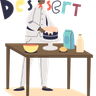 illustration female cook making cake