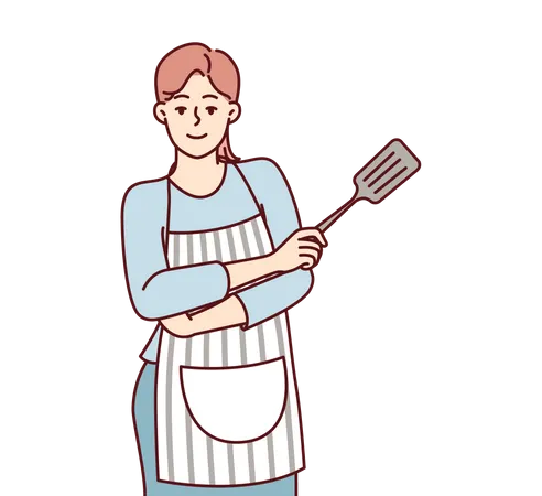 Female chef doing cooking  Illustration