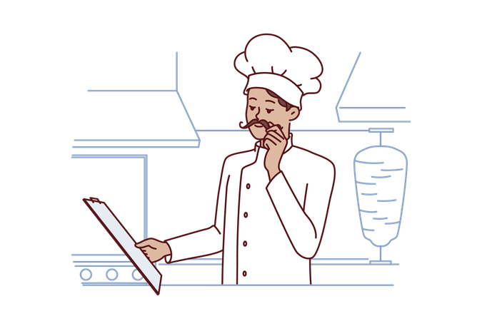 Female chef is preparing recipe in restaurant  Illustration