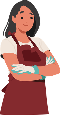 Female chef is standing confident  Illustration