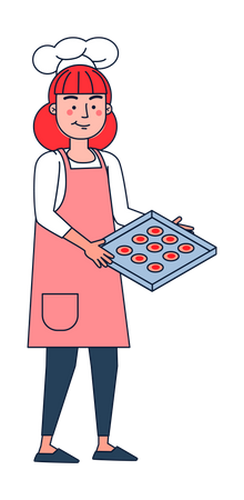 Female chef making cookies  Illustration