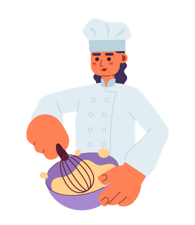Female chef mix dough  Illustration