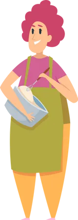 Female chef mixing food Illustration