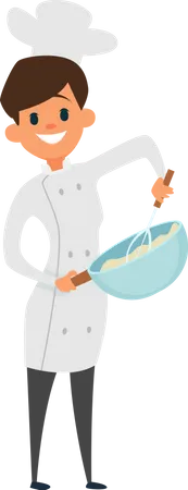 Female chef mixing food  Illustration