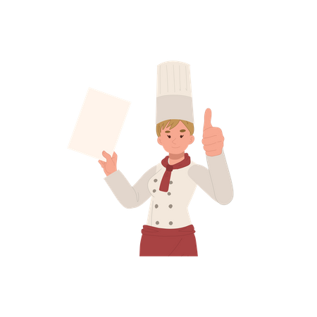Female chef recommending menu Illustration