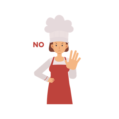 Female Chef Saying No Illustration