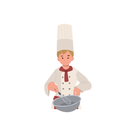 Female chef whipping in bowl  Illustration