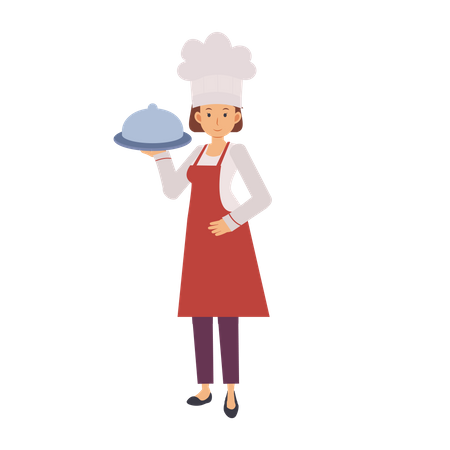 Female Chef With Cloche  Illustration