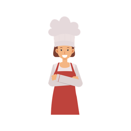Female Chef With Crossed Arms Illustration