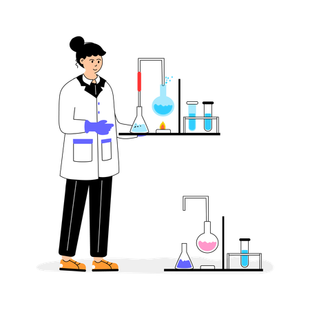 Female Chemist Doing Research in Lab  Illustration