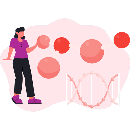 Female chemist experiment on DNA  Illustration